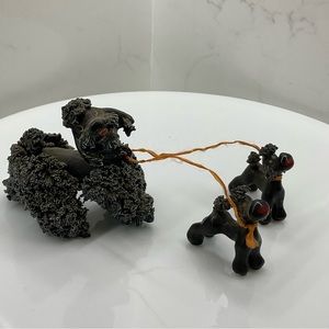 Vintage 1950’s Japan black spaghetti poodle with two pups (ES1)